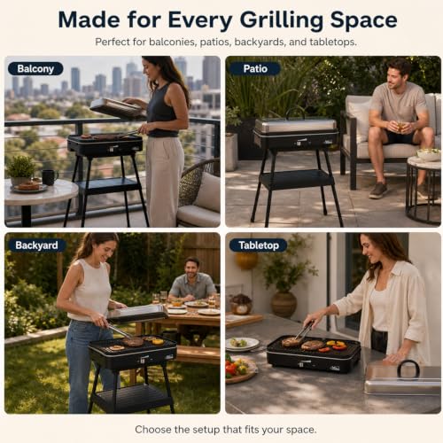 Compact Electric Grill with 1800W Heating Power