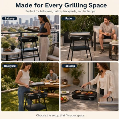 Compact Electric Grill with 1800W Heating Power