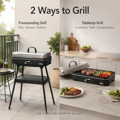 Compact Electric Grill with 1800W Heating Power