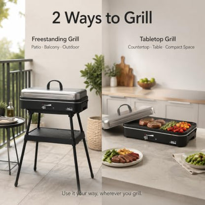 Compact Electric Grill with 1800W Heating Power