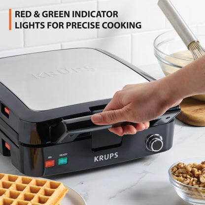 Rotating Belgian Waffle Maker with Nonstick Plates