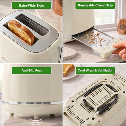 2-Slice Retro Toaster with 6 Browning Settings