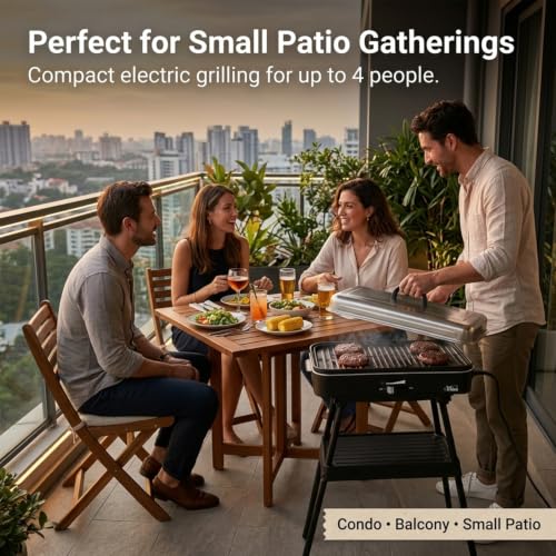 Compact Electric Grill with 1800W Heating Power