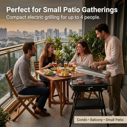 Compact Electric Grill with 1800W Heating Power