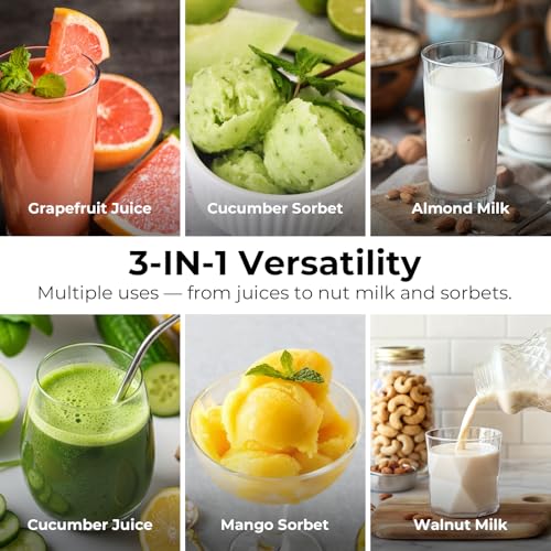 3-in-1 Cold Press Juicer with Multi-Use Design