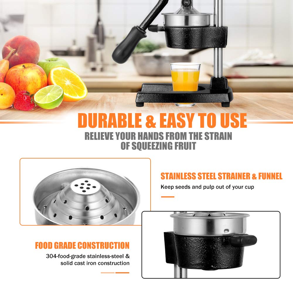 Cast Iron Manual Juicer with Stainless Steel Cup