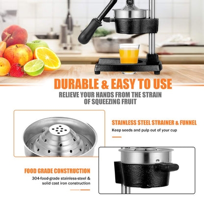 Cast Iron Manual Juicer with Stainless Steel Cup