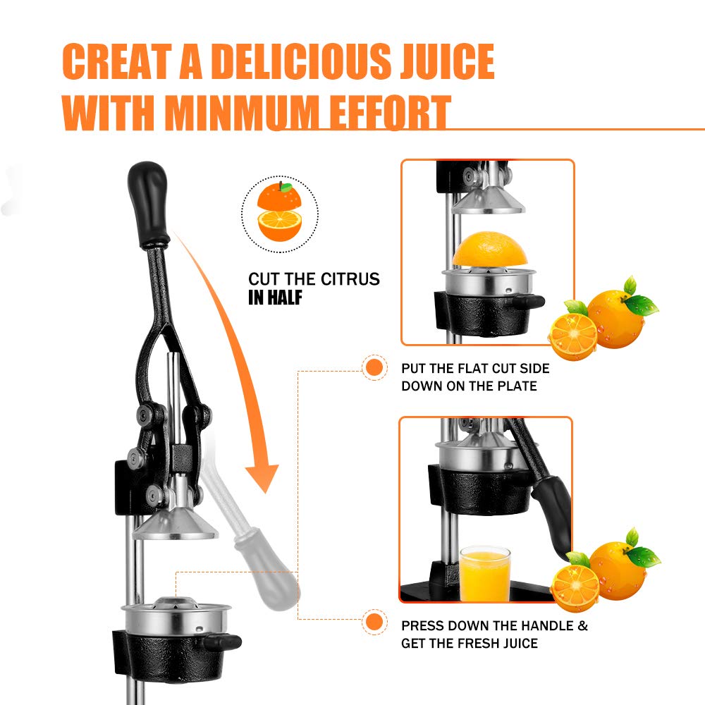 Cast Iron Manual Juicer with Stainless Steel Cup