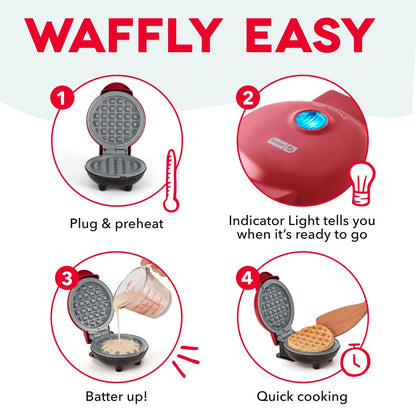 Mini Waffle Maker with Compact Nonstick Design