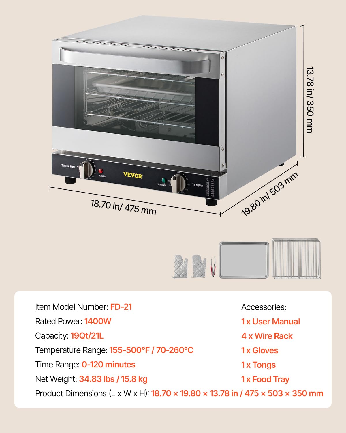 Commercial Convection Oven with High-Capacity Design