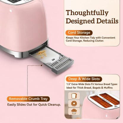 2-Slice Touchscreen Toaster with 6 Browning Levels