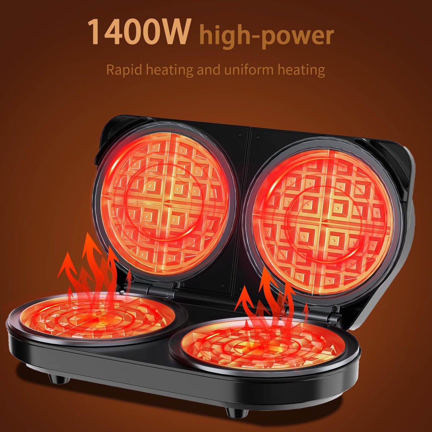 Double Belgian Waffle Maker with Stainless Steel