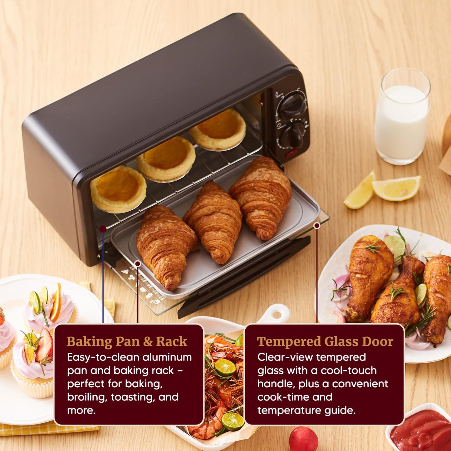 9L Countertop Toaster Oven with 4-Slice Capacity