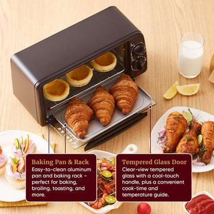 9L Countertop Toaster Oven with 4-Slice Capacity