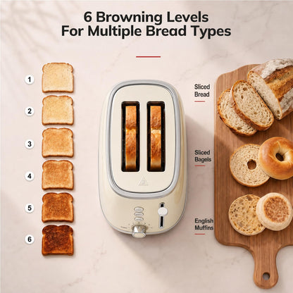 2-Slice Retro Toaster with 6 Browning Settings