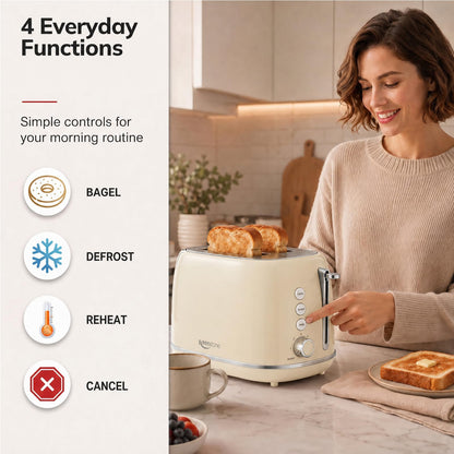 2-Slice Retro Toaster with 6 Browning Settings