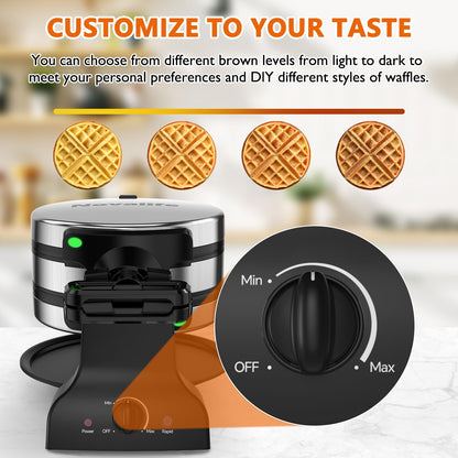 Double Belgian Waffle Maker with 180° Flip Design