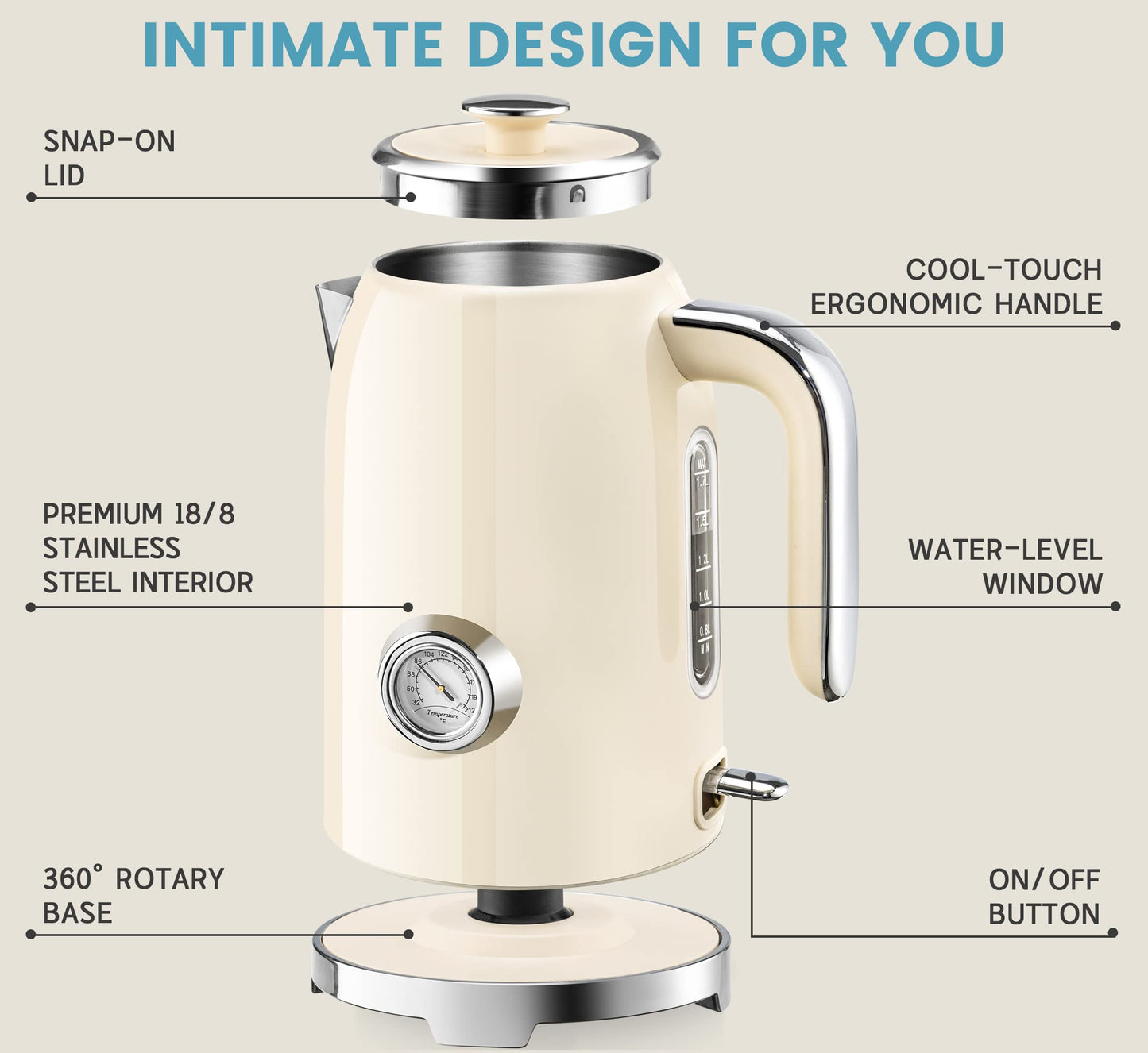 1.7L Electric Kettle with Stainless Steel Interior