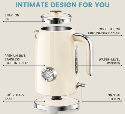 1.7L Electric Kettle with Stainless Steel Interior