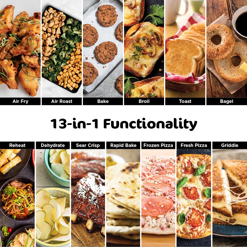 8-in-1 Air Fryer Toaster Oven with Flip-Up Design