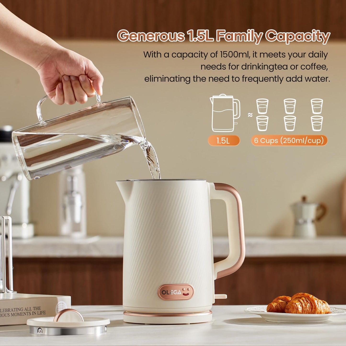 1.5L Electric Kettle with 1200W Fast Boil