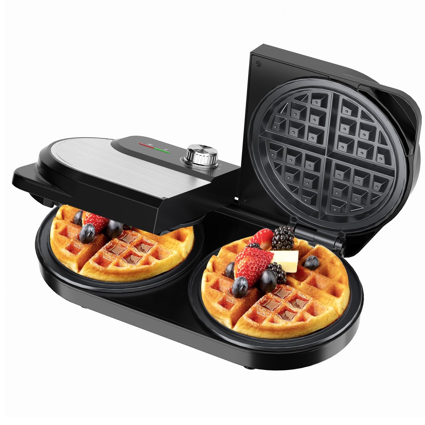 Double Belgian Waffle Maker with Stainless Steel