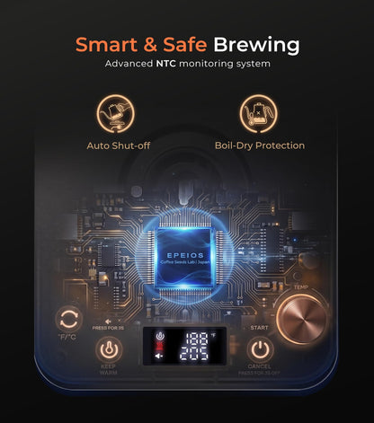 0.9L Gooseneck Kettle with ±1°F Temperature Control