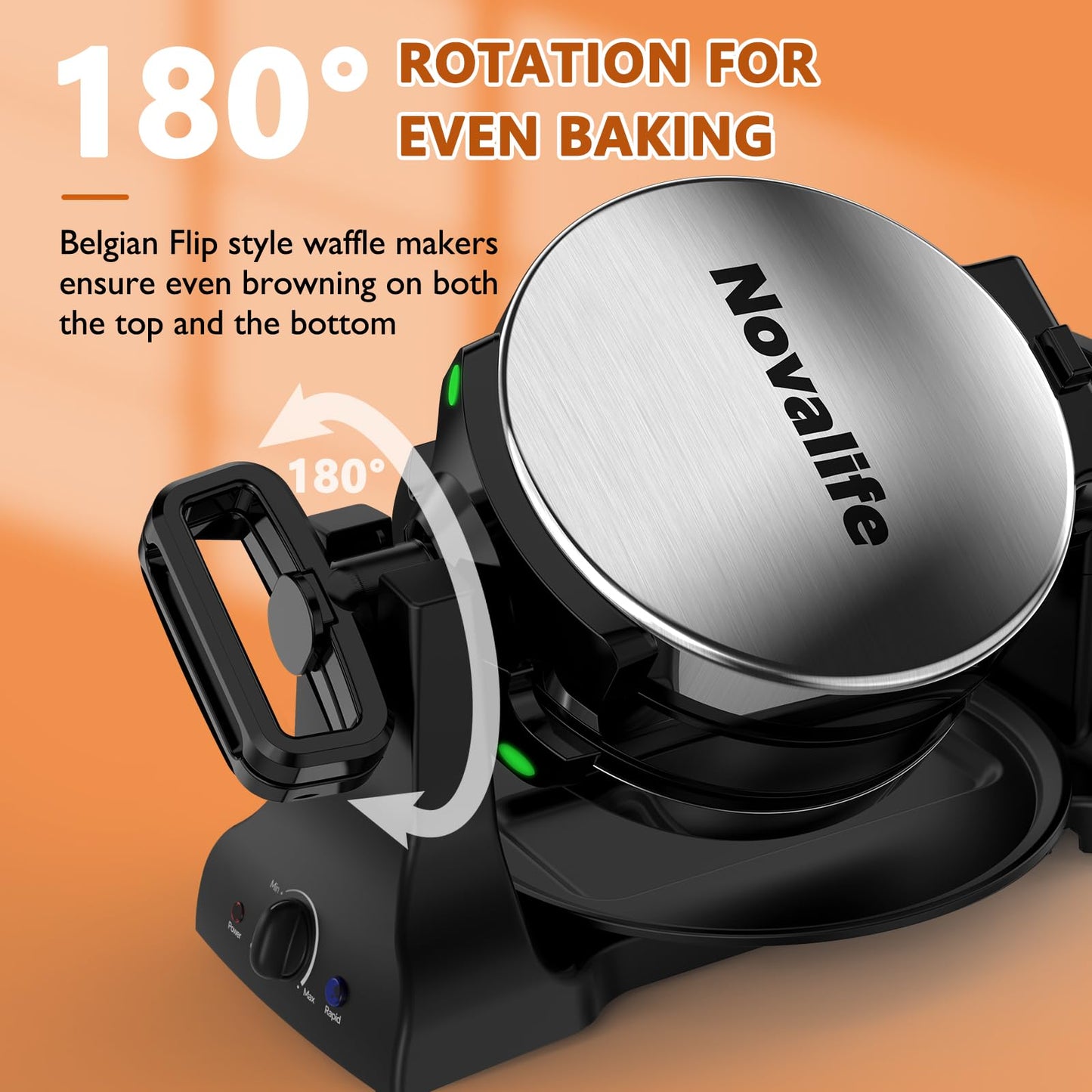 Double Belgian Waffle Maker with 180° Flip Design