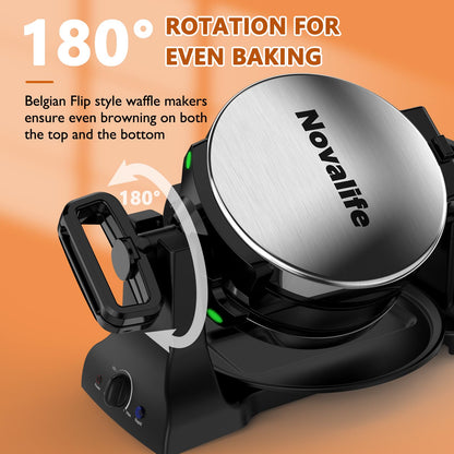 Double Belgian Waffle Maker with 180° Flip Design