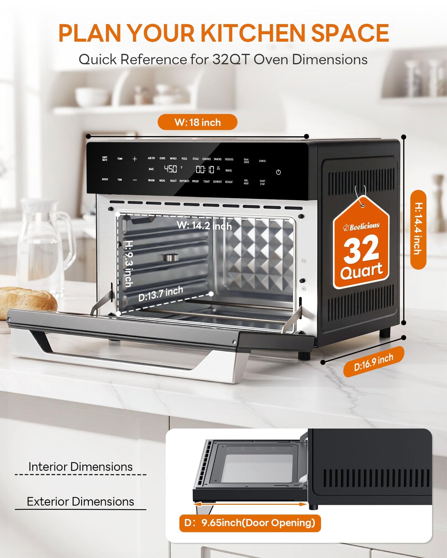 32-Quart Air Fryer Toaster Oven with Rotisserie