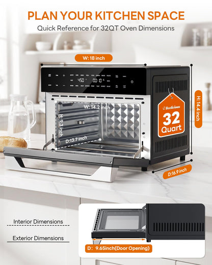 32-Quart Air Fryer Toaster Oven with Rotisserie