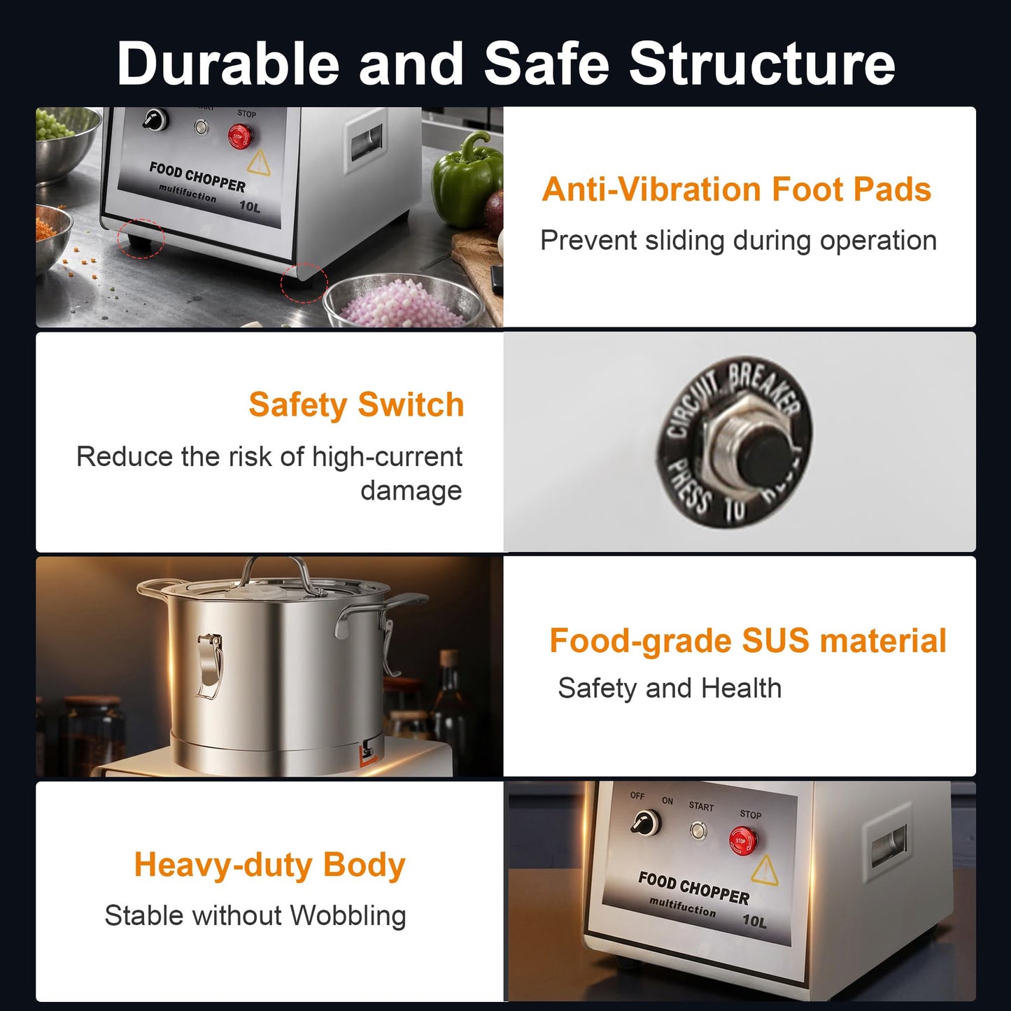 Commercial Food Processor with Stainless Steel Build