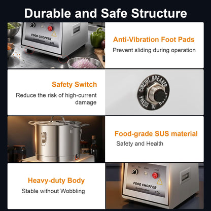 Commercial Food Processor with Stainless Steel Build