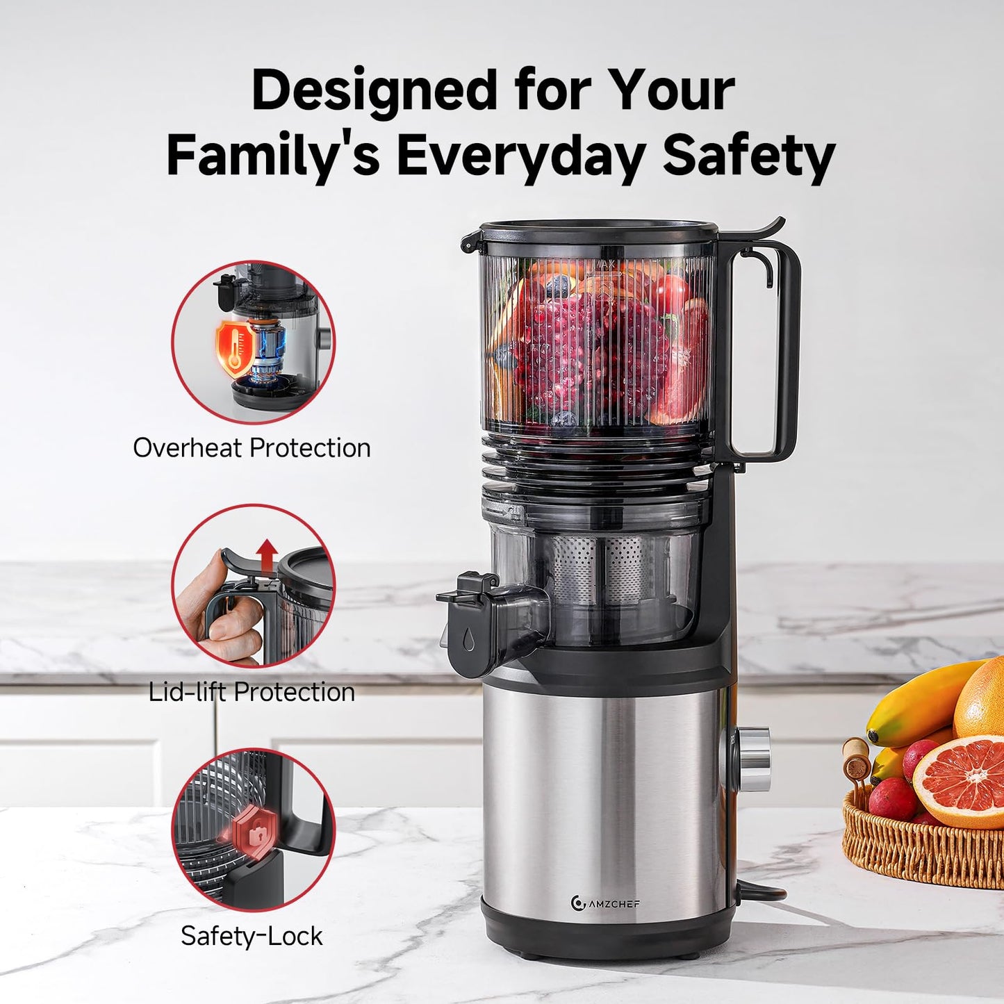 Cold Press Juicer with 6-Inch Wide Feed Chute