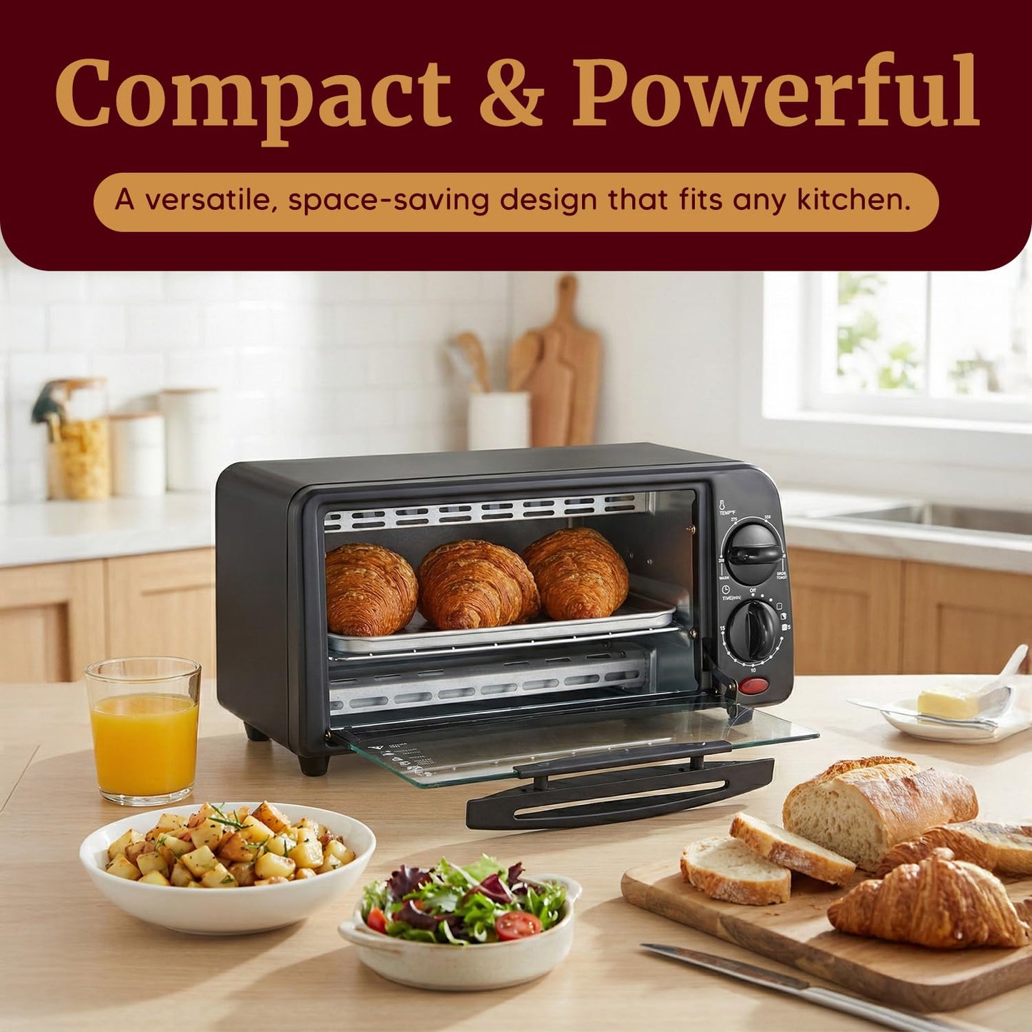 9L Countertop Toaster Oven with 4-Slice Capacity