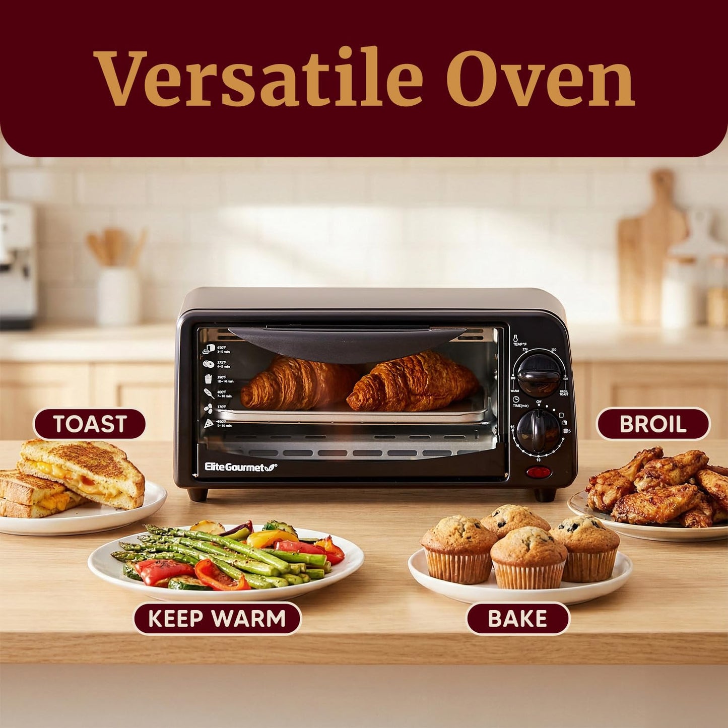 9L Countertop Toaster Oven with 4-Slice Capacity