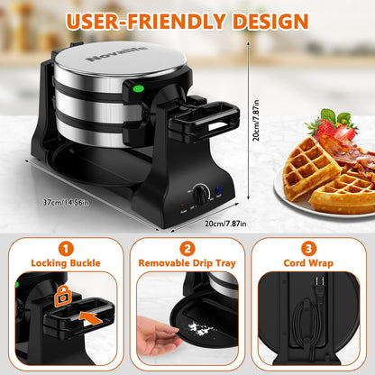 Double Belgian Waffle Maker with 180° Flip Design