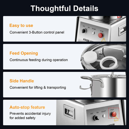Commercial Food Processor with Stainless Steel Build
