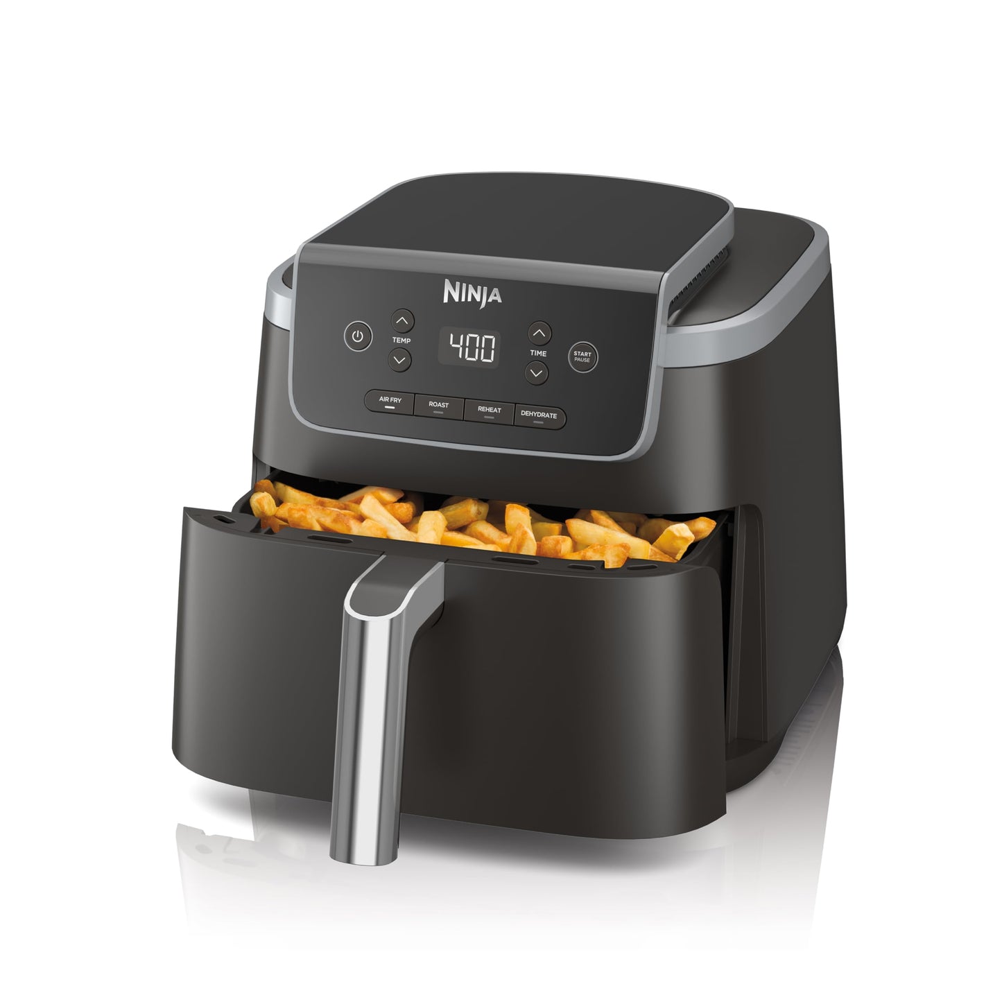 Ninja Air Fryer with Air Crisp | 5 QT Capacity fits up to 4lbs of Fries | 4-in-1 Pro Air Fry, Roast, Reheat, Dehydrate | 400°F Max Temp | 1750 Watts | W/Nonstick Basket & Crisper Plate | Grey | AF141