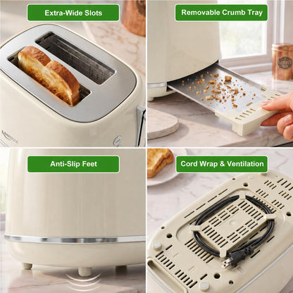 2-Slice Retro Toaster with 6 Browning Settings