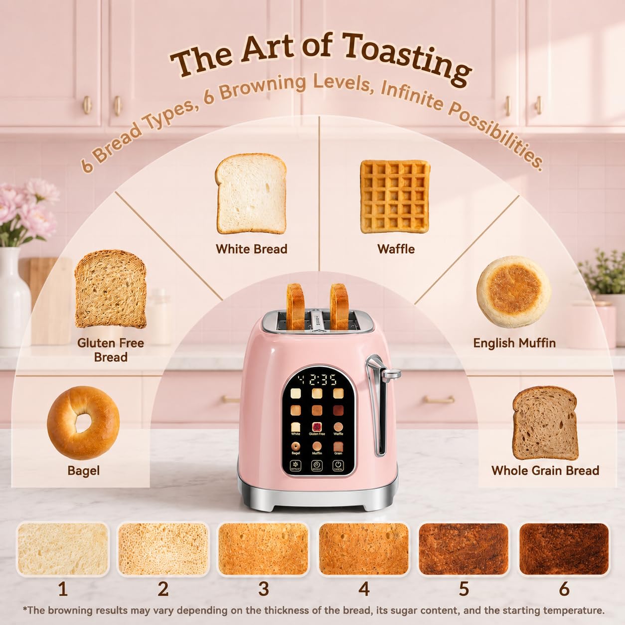 2-Slice Touchscreen Toaster with 6 Browning Levels