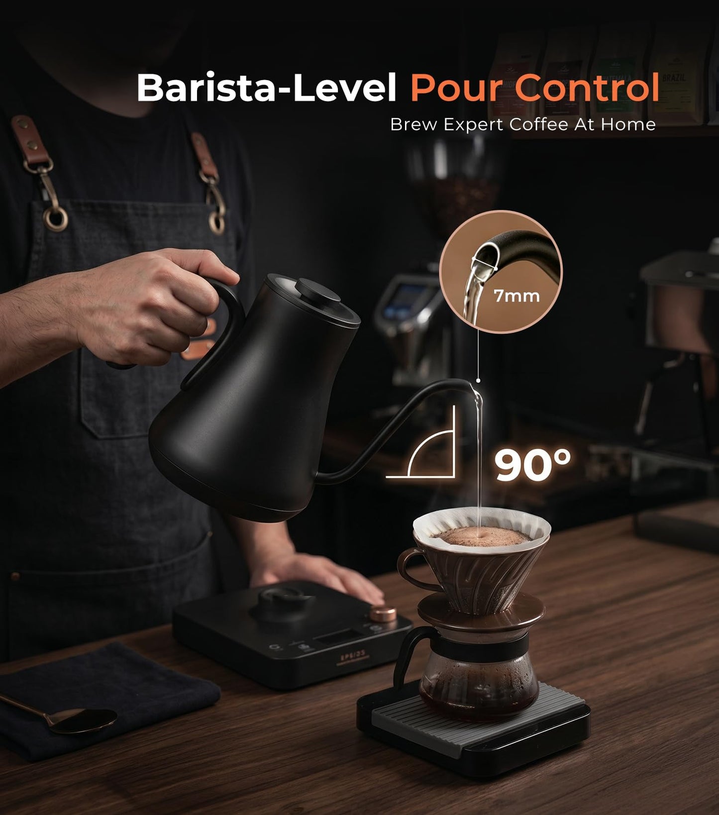0.9L Gooseneck Kettle with ±1°F Temperature Control