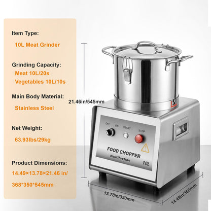 Commercial Food Processor with Stainless Steel Build