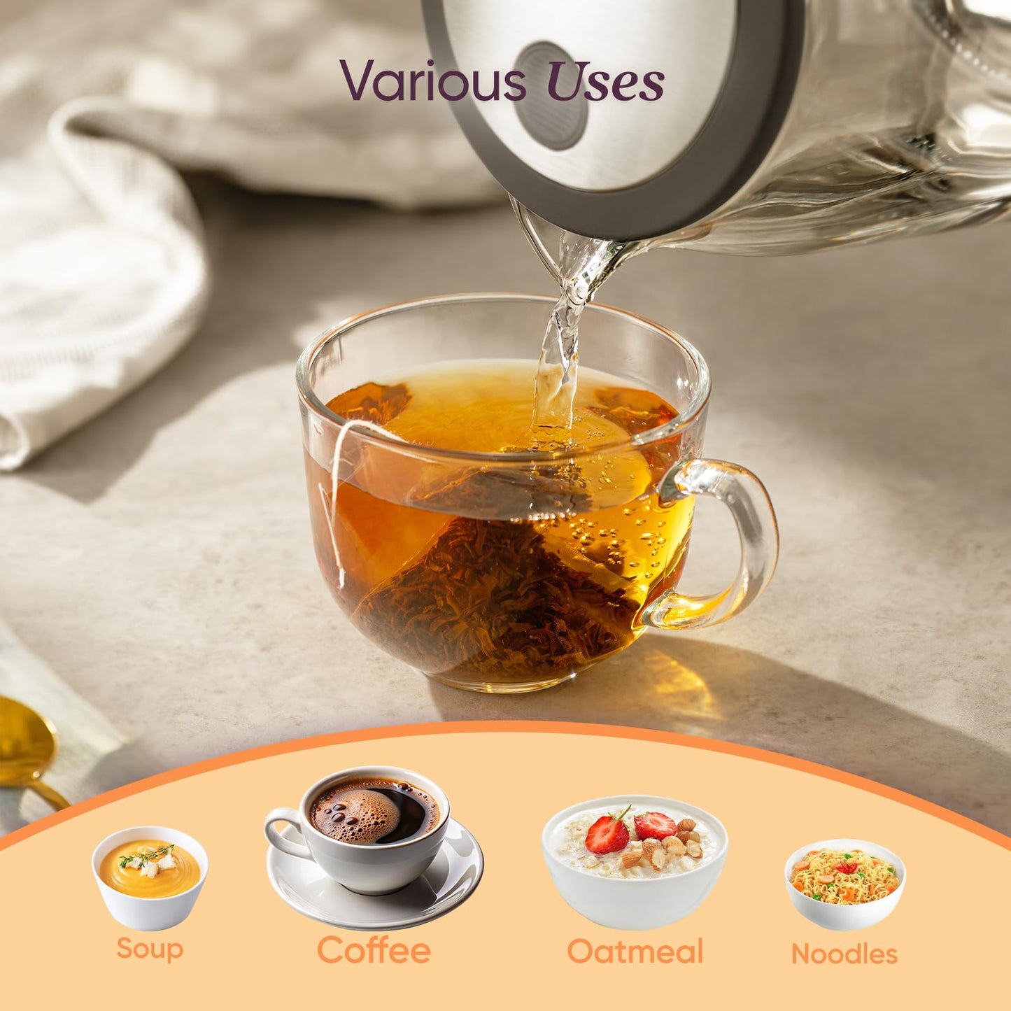 Electric Tea Kettle with Rapid Boil Technology