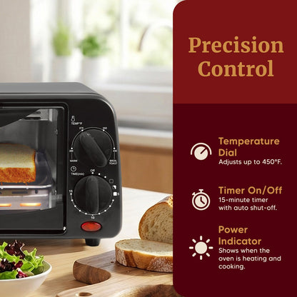 9L Countertop Toaster Oven with 4-Slice Capacity