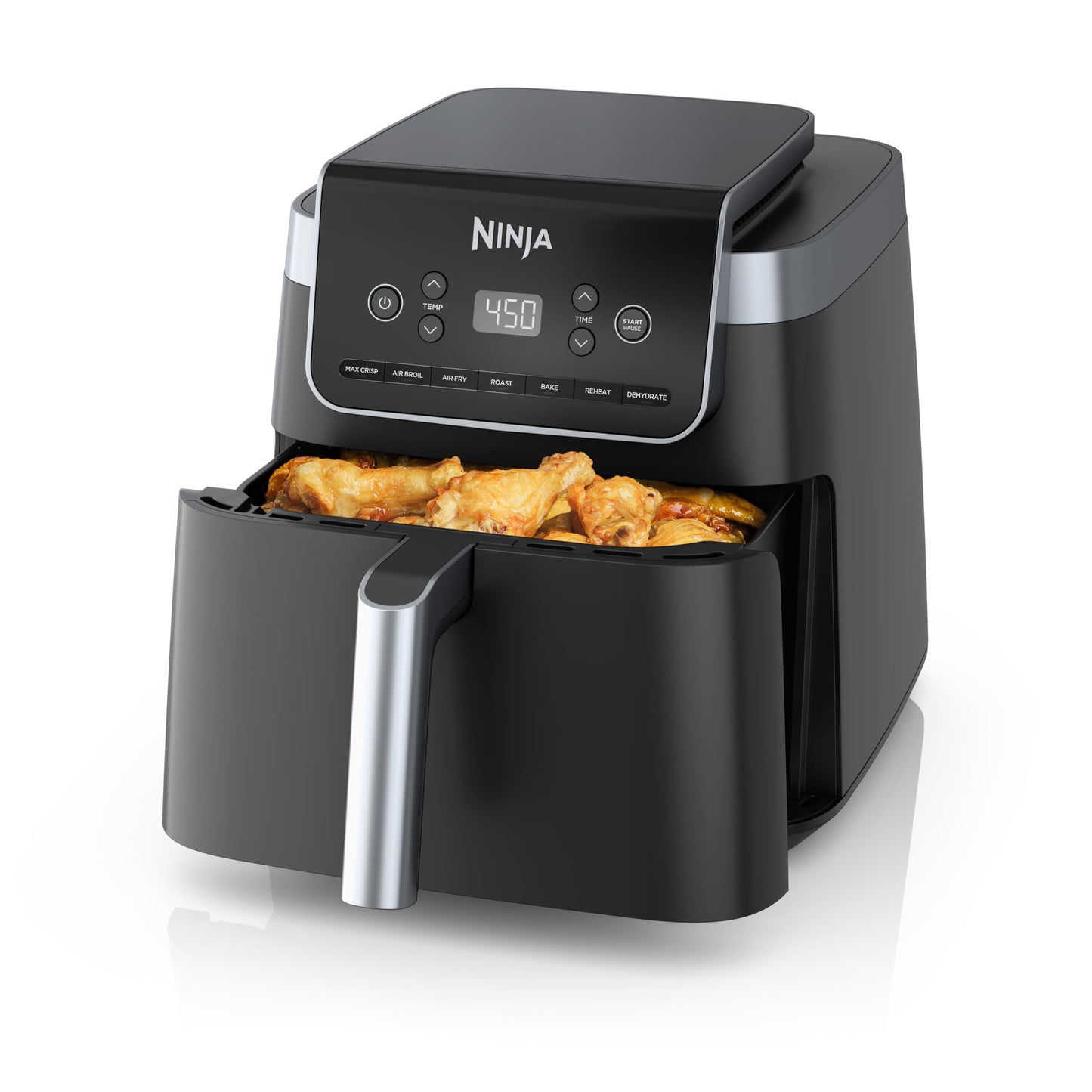 Ninja Air Fryer with Air Crisp | 5 QT Capacity fits up to 4lbs of Fries | 4-in-1 Pro Air Fry, Roast, Reheat, Dehydrate | 400°F Max Temp | 1750 Watts | W/Nonstick Basket & Crisper Plate | Grey | AF141