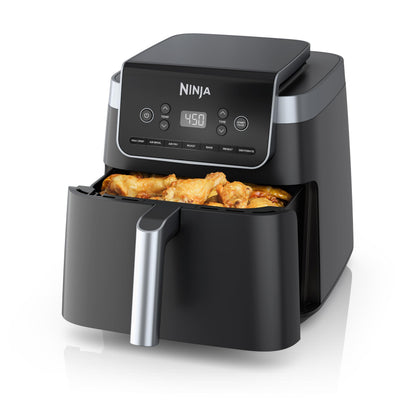 Ninja Air Fryer with Air Crisp | 5 QT Capacity fits up to 4lbs of Fries | 4-in-1 Pro Air Fry, Roast, Reheat, Dehydrate | 400°F Max Temp | 1750 Watts | W/Nonstick Basket & Crisper Plate | Grey | AF141