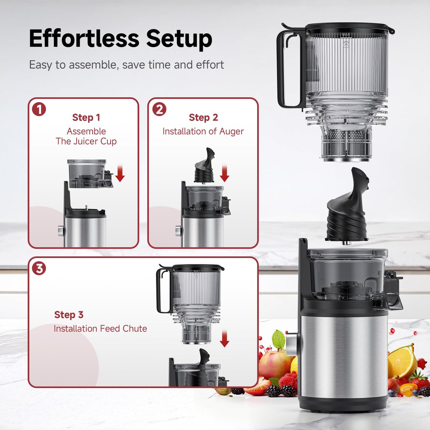 Cold Press Juicer with 6-Inch Wide Feed Chute