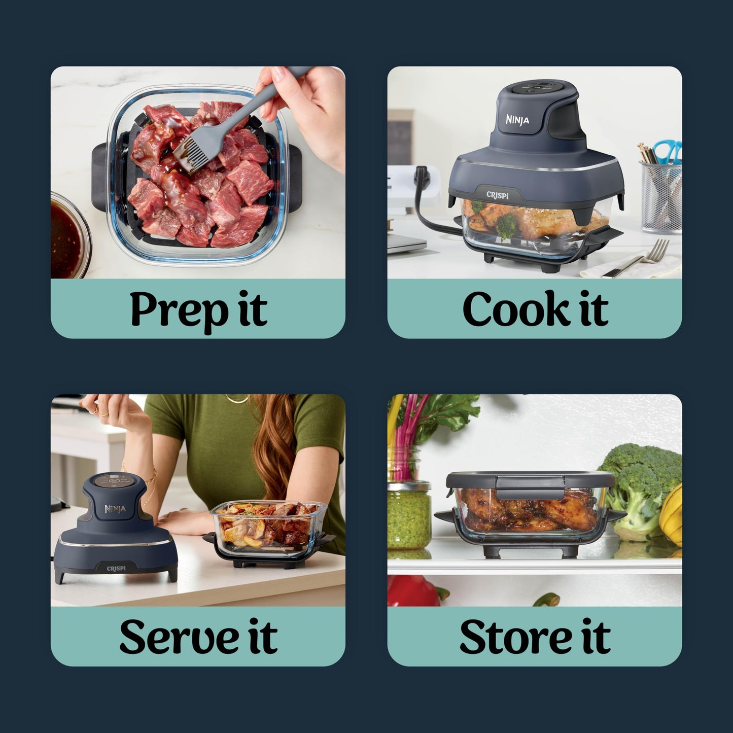 Portable Air Fryer with Glass Cooking Container