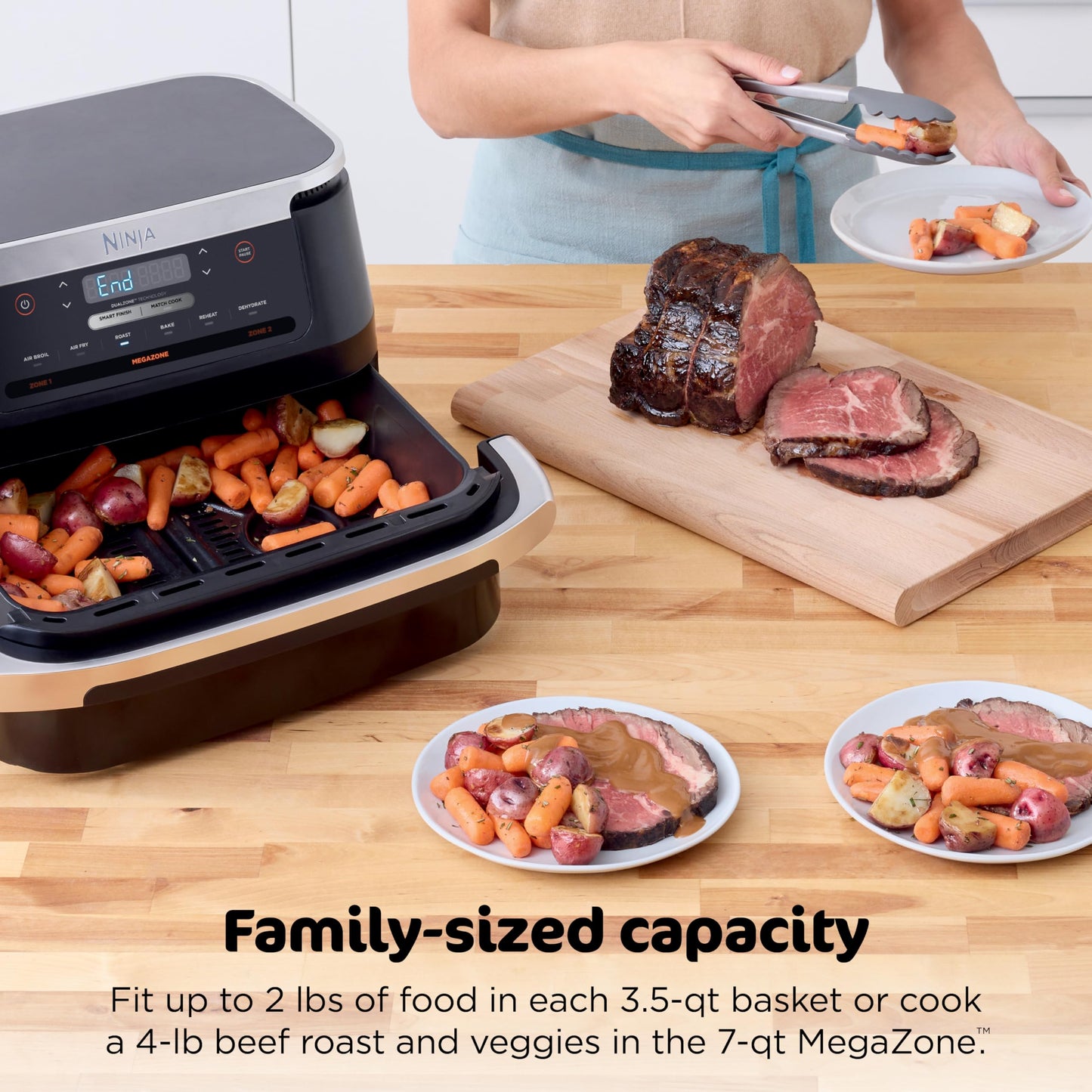 Dual-Zone Air Fryer with Smart Finish Cooking